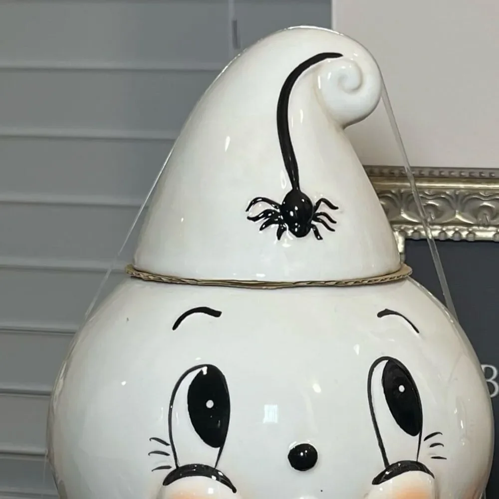 Johanna Parker Halloween Vintage White Ghost Canister